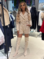 Nectarina Bouclé Playsuit – Beige/Offwhite