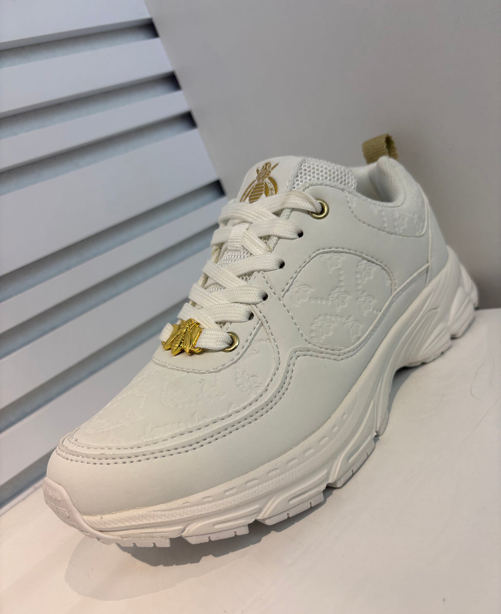 Virion Chunky Sneakers met Bee Details – Wit/Goud