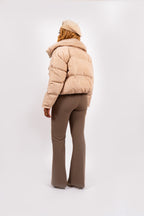 Amira Short Puffer Coat – Golden Beige