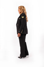 Mae Blazer en Brianna Pantalon Zwart Dames 2-Delige Set met Gouden Details