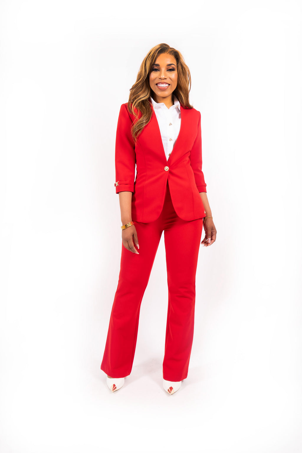 Evran Blazer Rood Dames Getailleerd met Driekwartmouwen