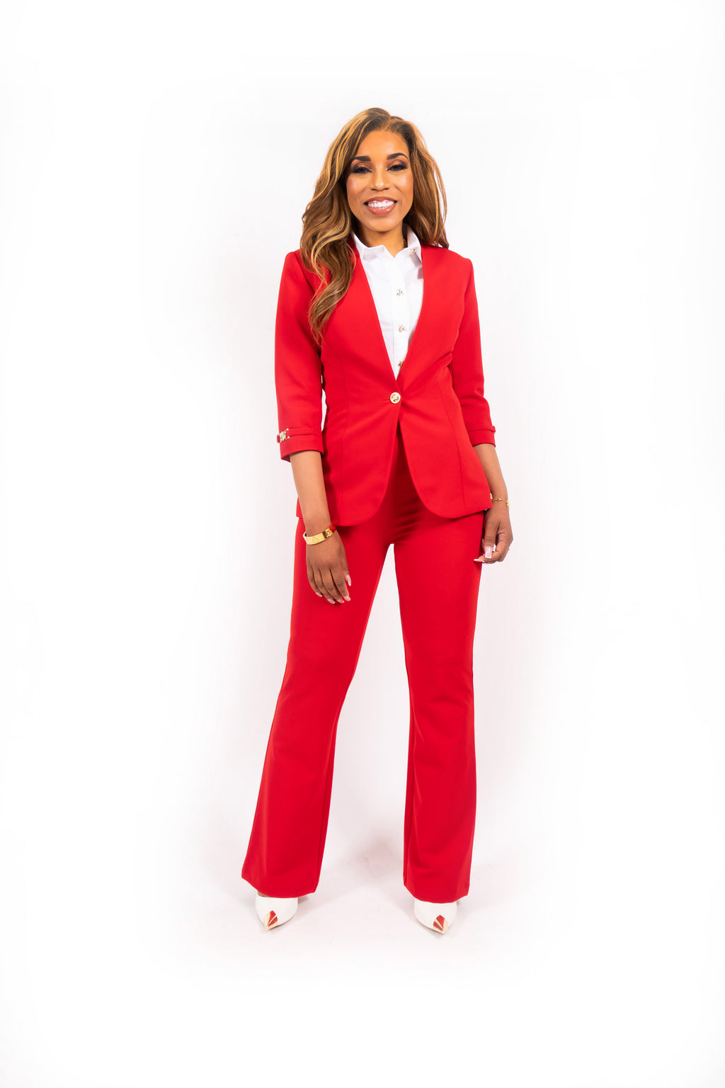 Evran Blazer Rood Dames Getailleerd met Driekwartmouwen