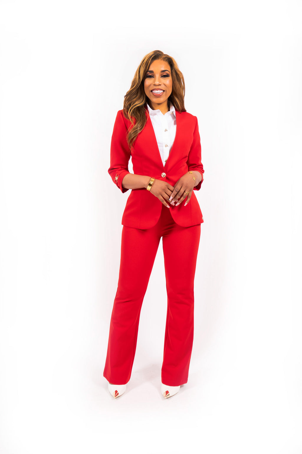 Evran Blazer Rood Dames Getailleerd met Driekwartmouwen