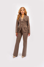 Nyla Tailored Belt Blazer – Taupe