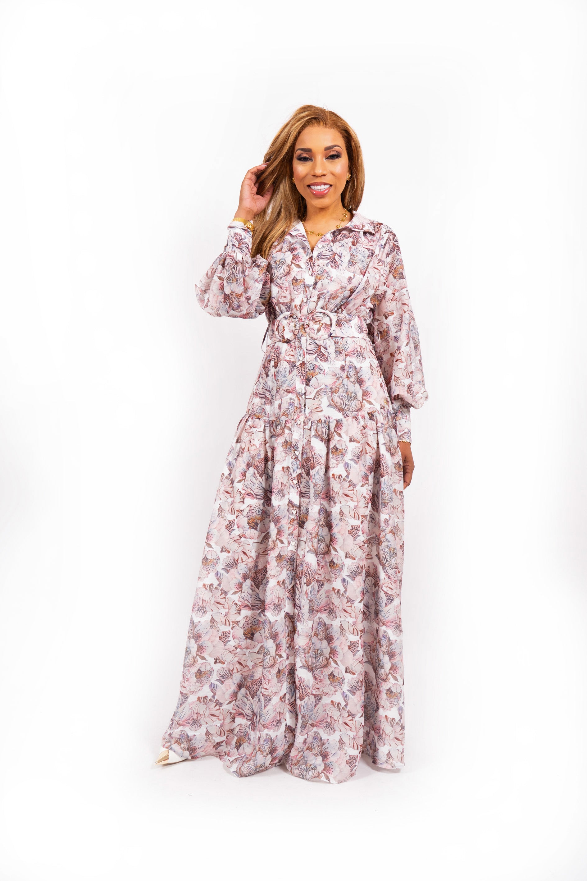 Silara Leopard Flower Print Maxi Jurk