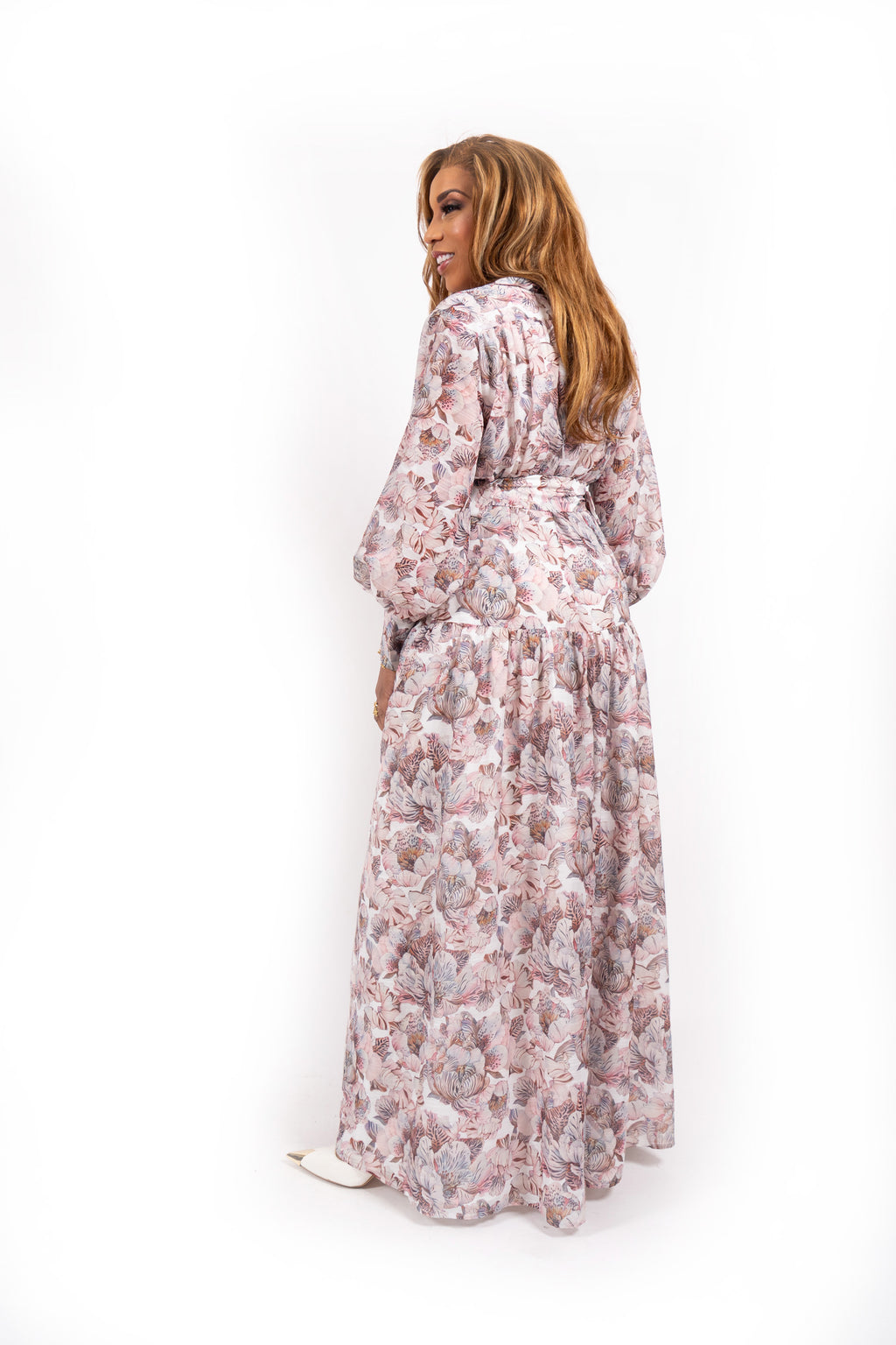 Silara Leopard Flower Print Maxi Jurk