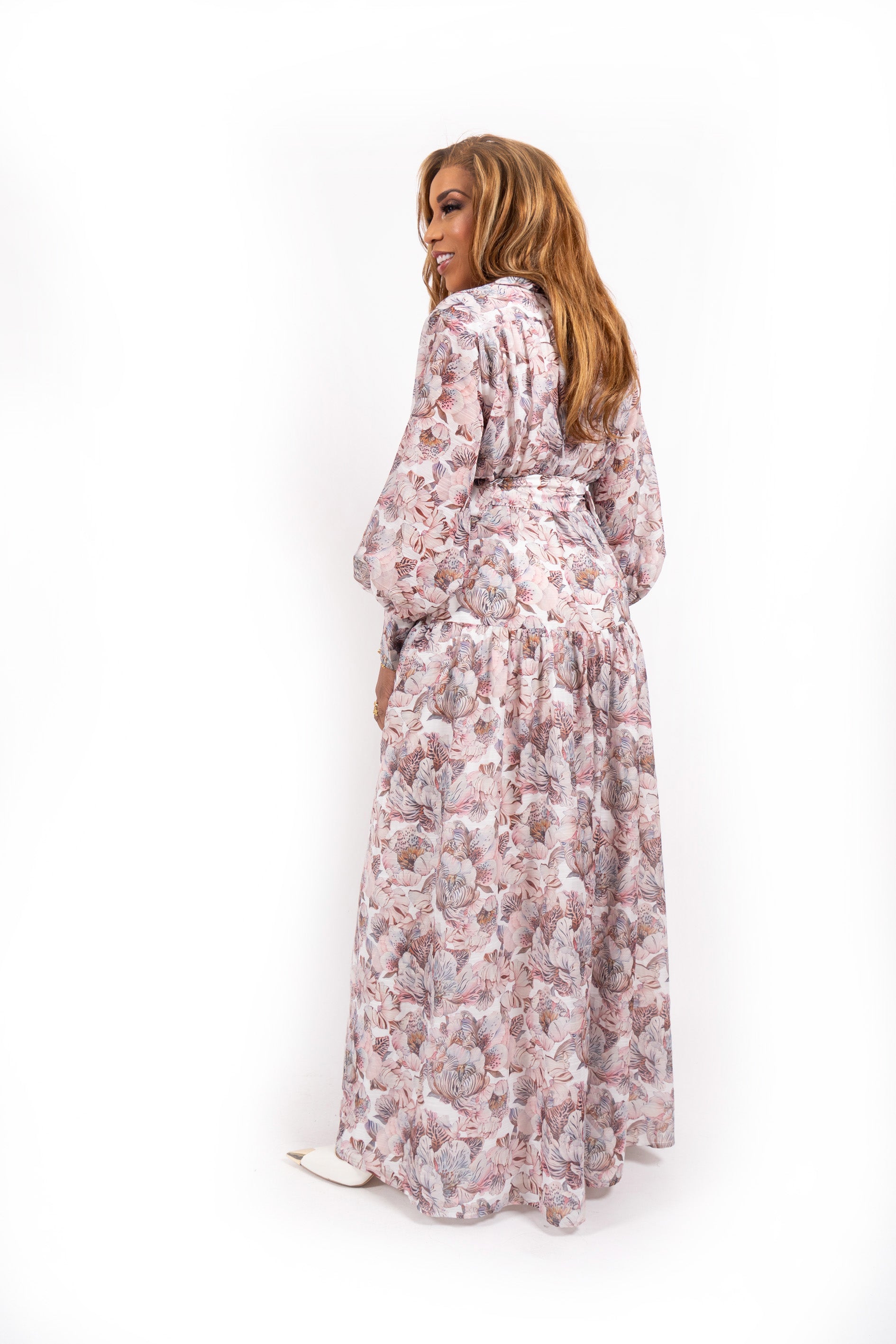 Silara Leopard Flower Print Maxi Jurk