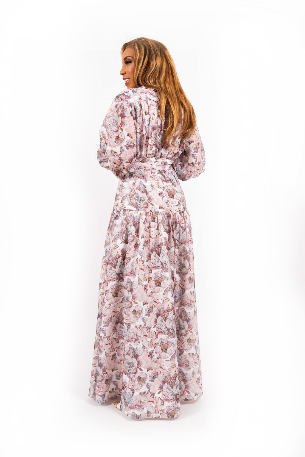 Silara Leopard Flower Print Maxi Jurk