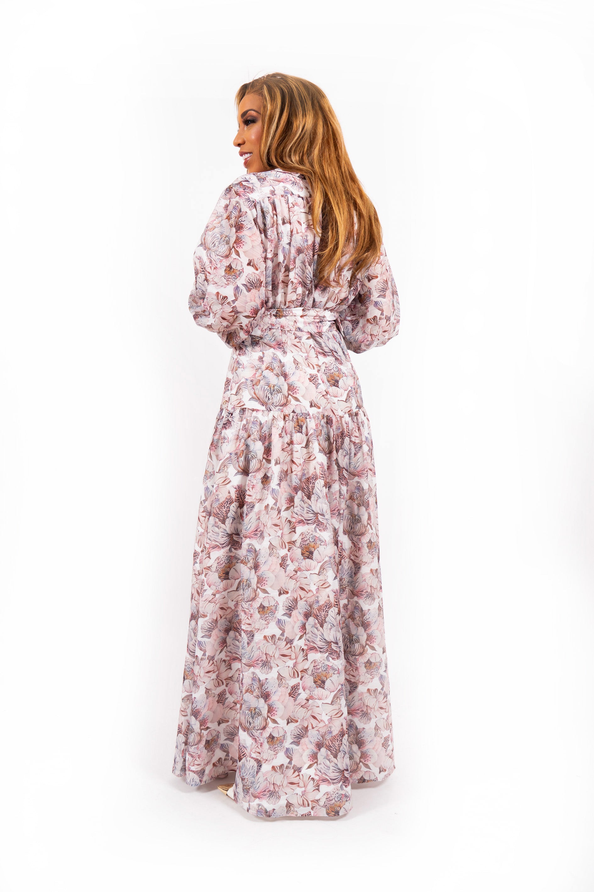 Silara Leopard Flower Print Maxi Jurk